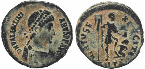 Roman coin of Valentinian II Ae2 - VIRTVS EXERCITI - Antioch